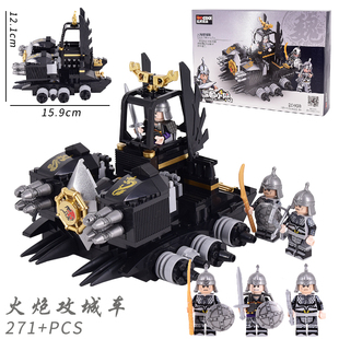 三国攻击马车战车士兵投石云梯车秦明军战旗中国古代马车儿童礼物