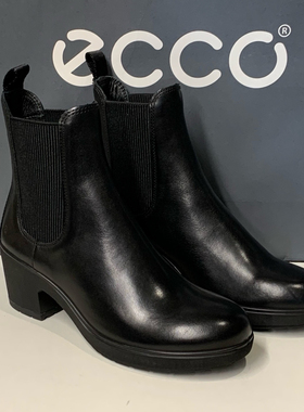 Ecco爱步女鞋英伦风女靴百搭低跟短靴切尔西短靴222213