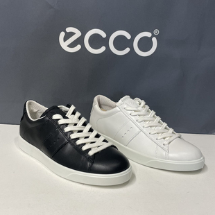 ECCO爱步女鞋小白鞋复古牛皮德训鞋低帮平底板鞋212803街头轻巧