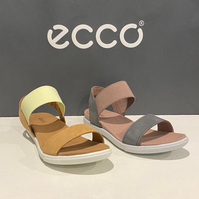 Ecco爱步女鞋夏季新款松紧带露趾凉鞋休闲通勤沙滩鞋248353达玛拉