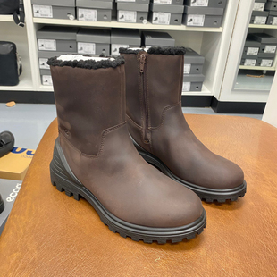 ECCO爱步女鞋新款休闲加绒保暖女靴舒适简约马丁靴460543