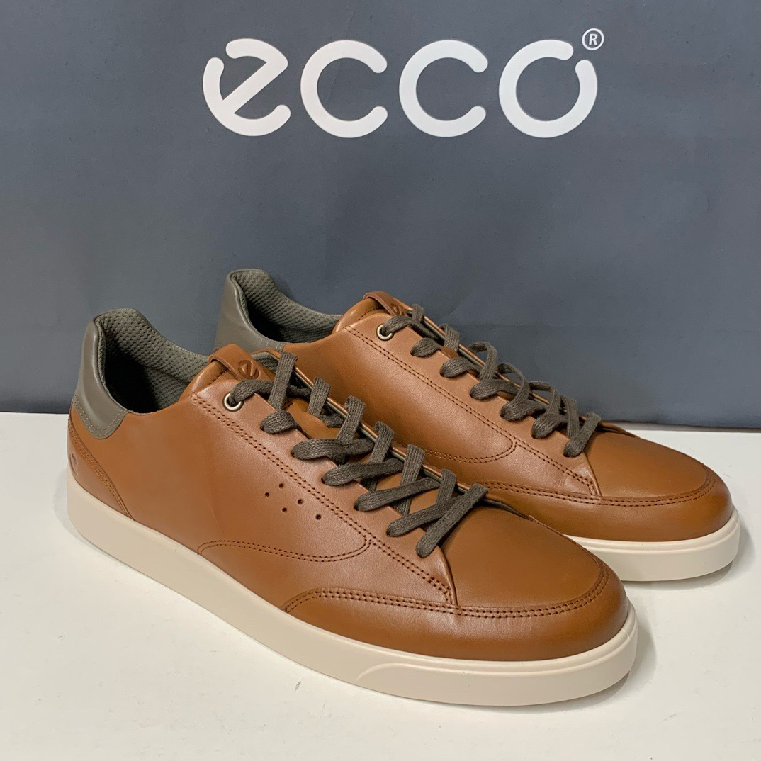Ecco爱步男鞋新款耐磨低帮休闲鞋运动系带真皮板鞋521394