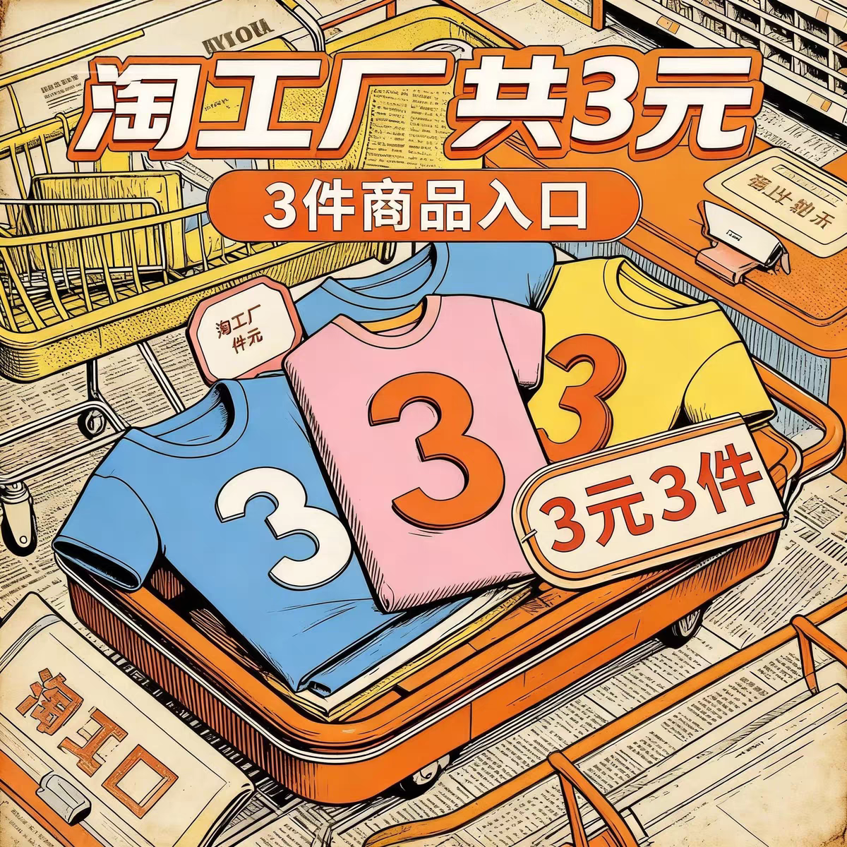 【入口教程】淘工厂3元3件饮品抽纸一元一件三件包邮三元三件商品