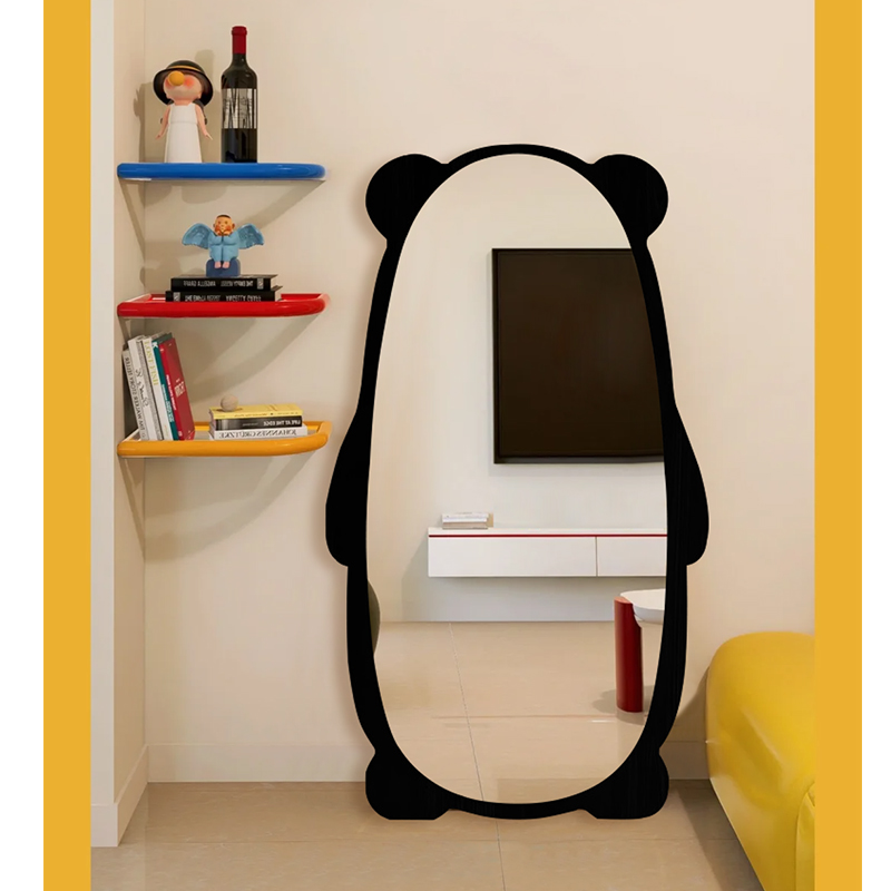 ins风网红小熊全身镜异形可爱落地镜衣帽间穿衣镜入户玄关装饰镜