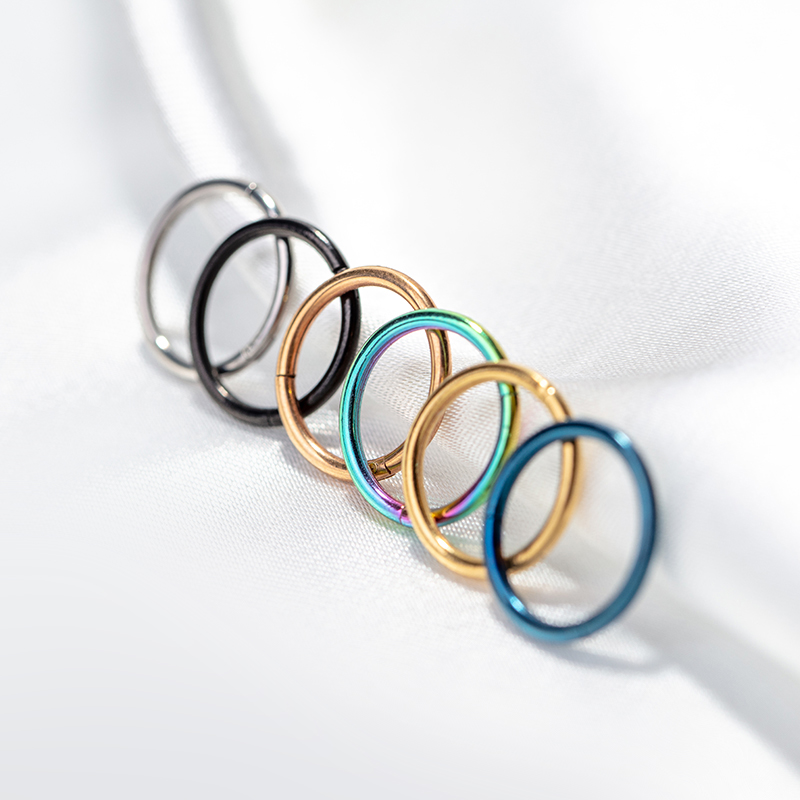 钛钢无缝圆形鼻环朋克风潮流鼻圈多用环人体穿刺饰品时尚简约耳环