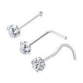 2个装 超闪锆石鼻钉饰品316钛钢隐形耳骨钉耳钉不易掉穿刺饰品欧美