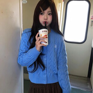 美式复古开衫外穿毛衣女春季宽松外套显瘦松弛感原宿风休闲针织衫