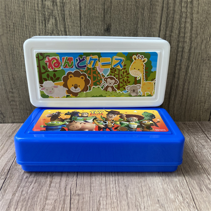 日本大创daiso粘土收纳盒粘土工具盒文具盒笔盒橡皮泥储存盒带盖