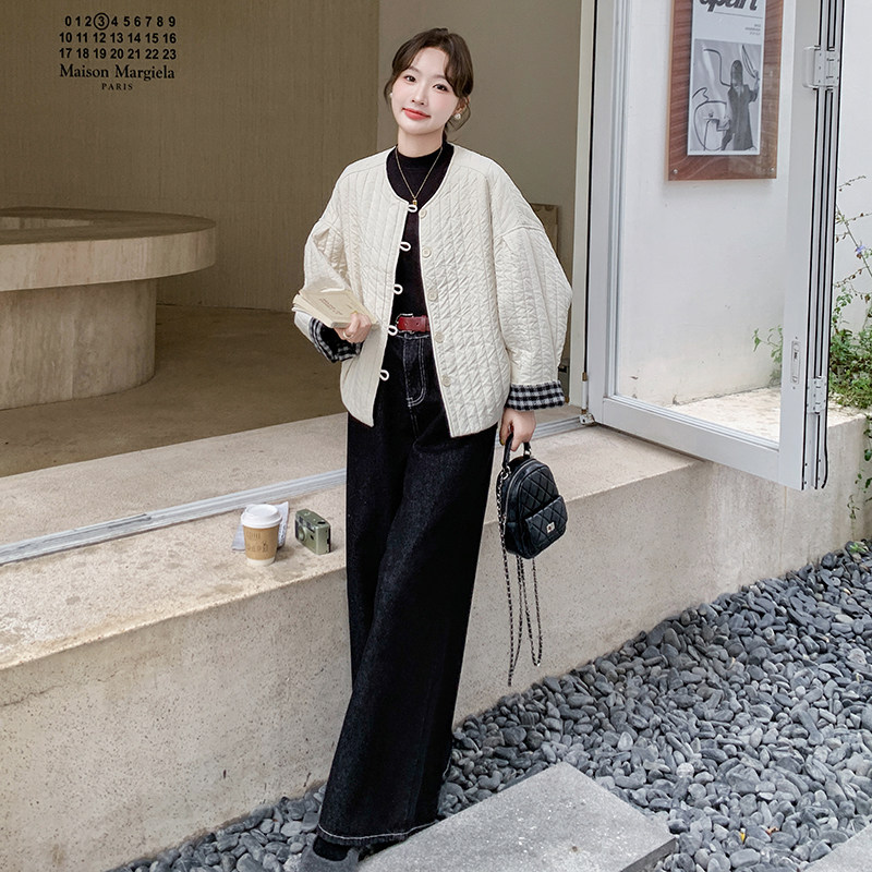 独特超好看拼接轻薄短款羽绒棉服外套女2024冬季新款韩系棉袄棉衣,女装棉衣/棉服,浙宝099