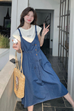 新款现货牛仔背带裙099-D73-P105-K158，女装连衣裙，浙宝099