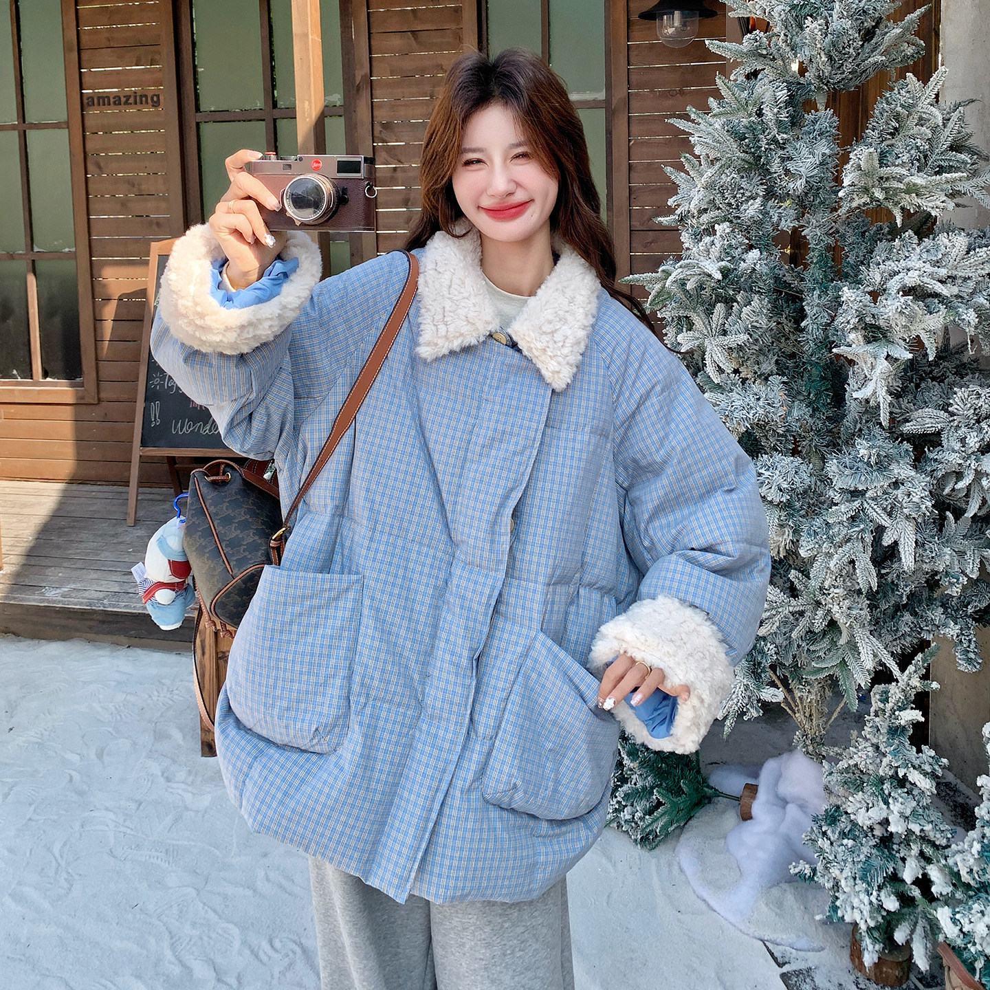 新款现货格子羽绒服50绒099-10363-P265－K398，女装羽绒服，浙宝099