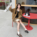 麂皮绒外套女2025春季新款美拉德复古设计感炸街休闲工装夹克上衣，女装短外套，浙宝099