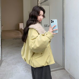 新款 现货羊羔毛拼接50羽绒服派克服099-10326-p235-k358图片