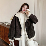 现货牛角扣羊羔毛外套099-D189-P185－K278，女装皮草，浙宝099