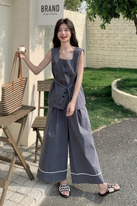 氛围感宽松背心阔腿裤套装女2025夏季新款慵懒风减龄显瘦两件套图片