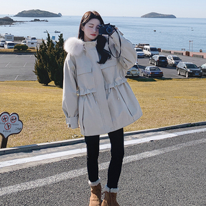 工装派克棉服女冬季中长款小个子2025新款收腰设计感加绒加厚棉衣图片