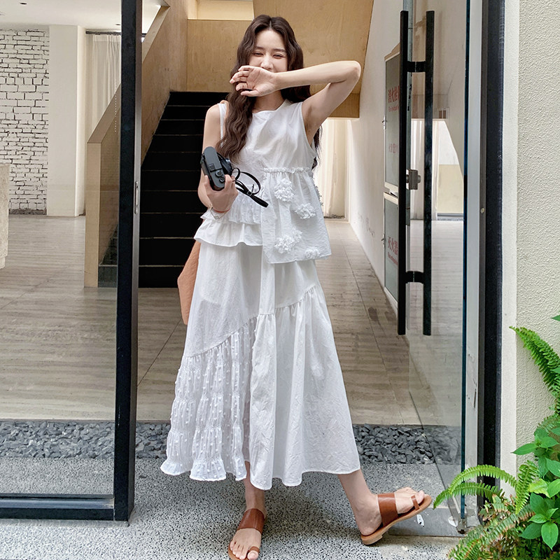 白色休闲立体花朵半身裙女2025夏季新款高级感气质百搭,女装连衣裙,浙宝099