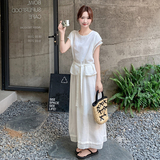 冷淡系白色套装裙女2025夏新款法式轻熟气质半身裙收腰显瘦两件套，女装套装/套裙，浙宝099