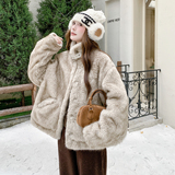 新款现货仿皮草两面可穿派克服099-10368-P235-K358，女装派克服，浙宝099