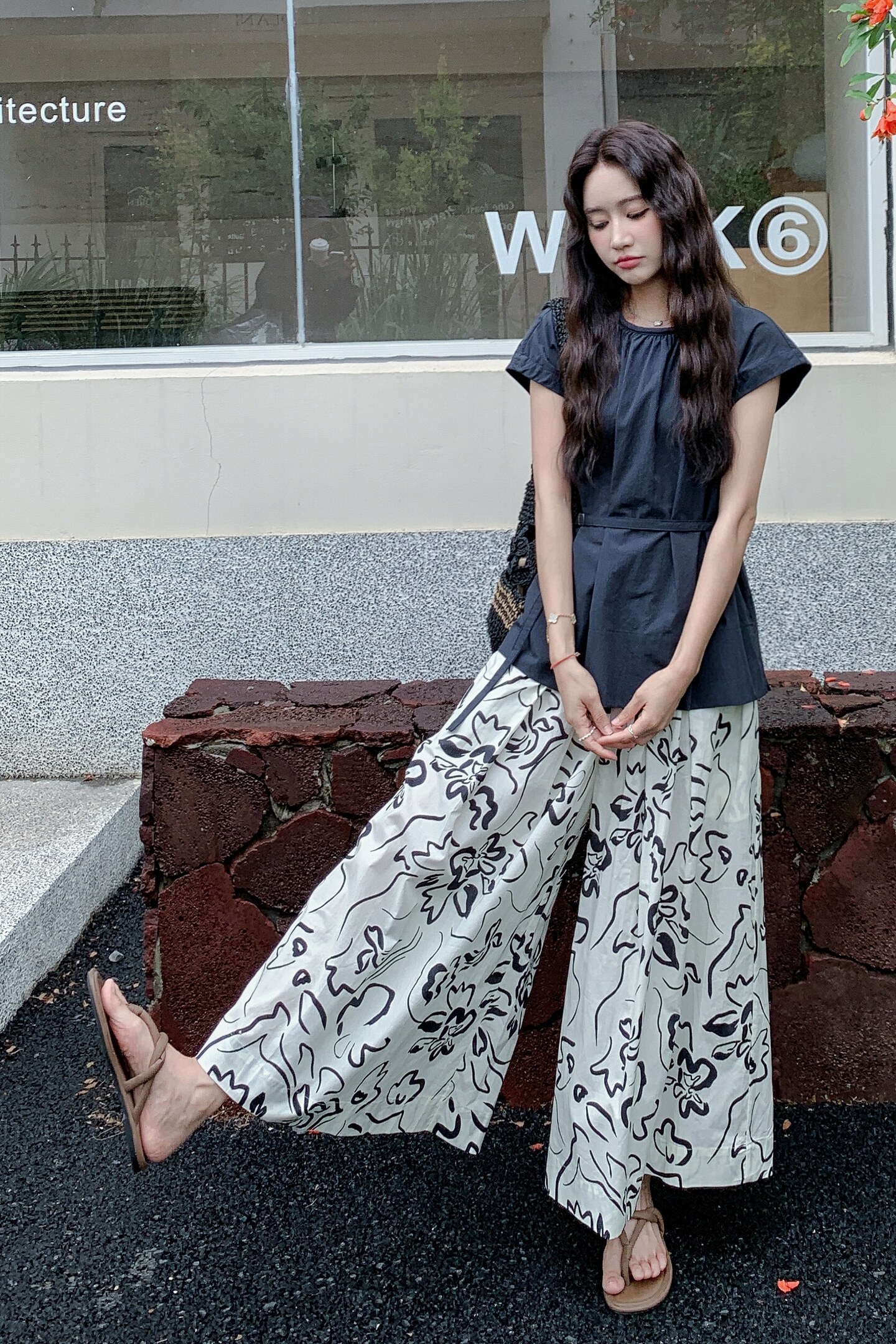 套装女2025夏新款韩版显瘦无袖背心上衣搭配波点阔腿长裤子两件套,女装套装/套裙,浙宝099