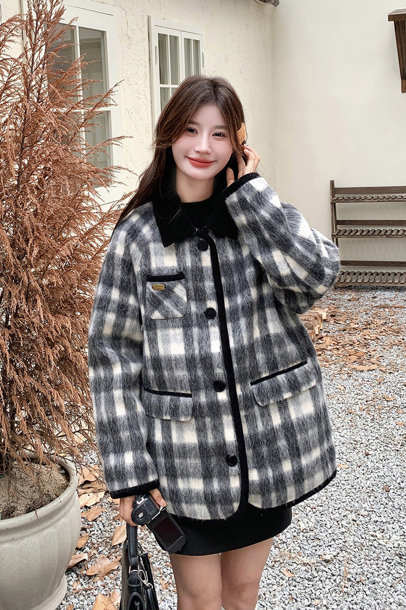 新款格子毛呢短外套099-D170-P165-K248,女装毛呢外套,浙宝099