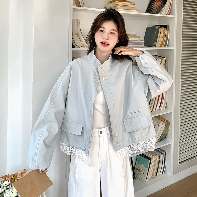 现货26春花边拼接短款小外套099-1079-P145-K208，女装短外套，浙宝099