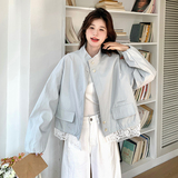 现货26春花边拼接短款小外套099-1079-P145-K208，女装短外套，浙宝099