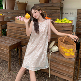 粉色亮片无袖高级感连衣裙女夏季新款纯欲风甜美绑带中长款吊带裙，女装连衣裙，浙宝099