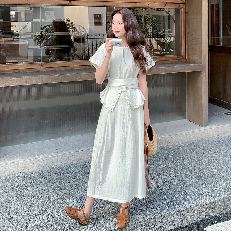 温柔系穿搭气质女神范上衣女夏新款时尚显瘦轻薄半身裙,女装连衣裙,浙宝099