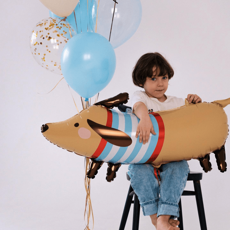 腊肠狗卡通铝膜气球装饰用品蓝色乳胶气球男孩子生日布置节日装扮