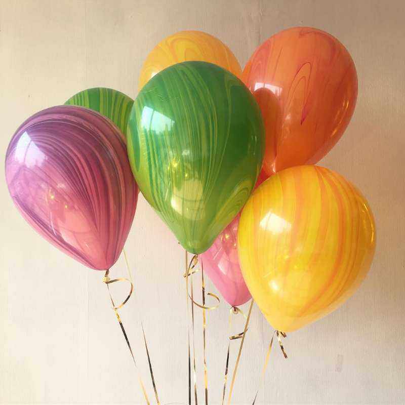 美国进口印花条纹云纹大理石纹孔雀花纹气球节日用品玛瑙乳胶气球
