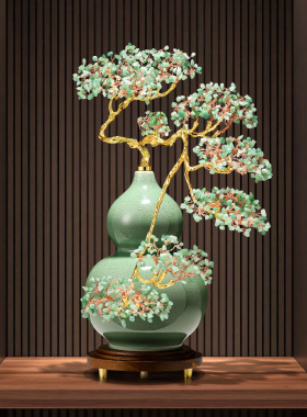 翠韵福禄绿水晶葫芦招财摆件