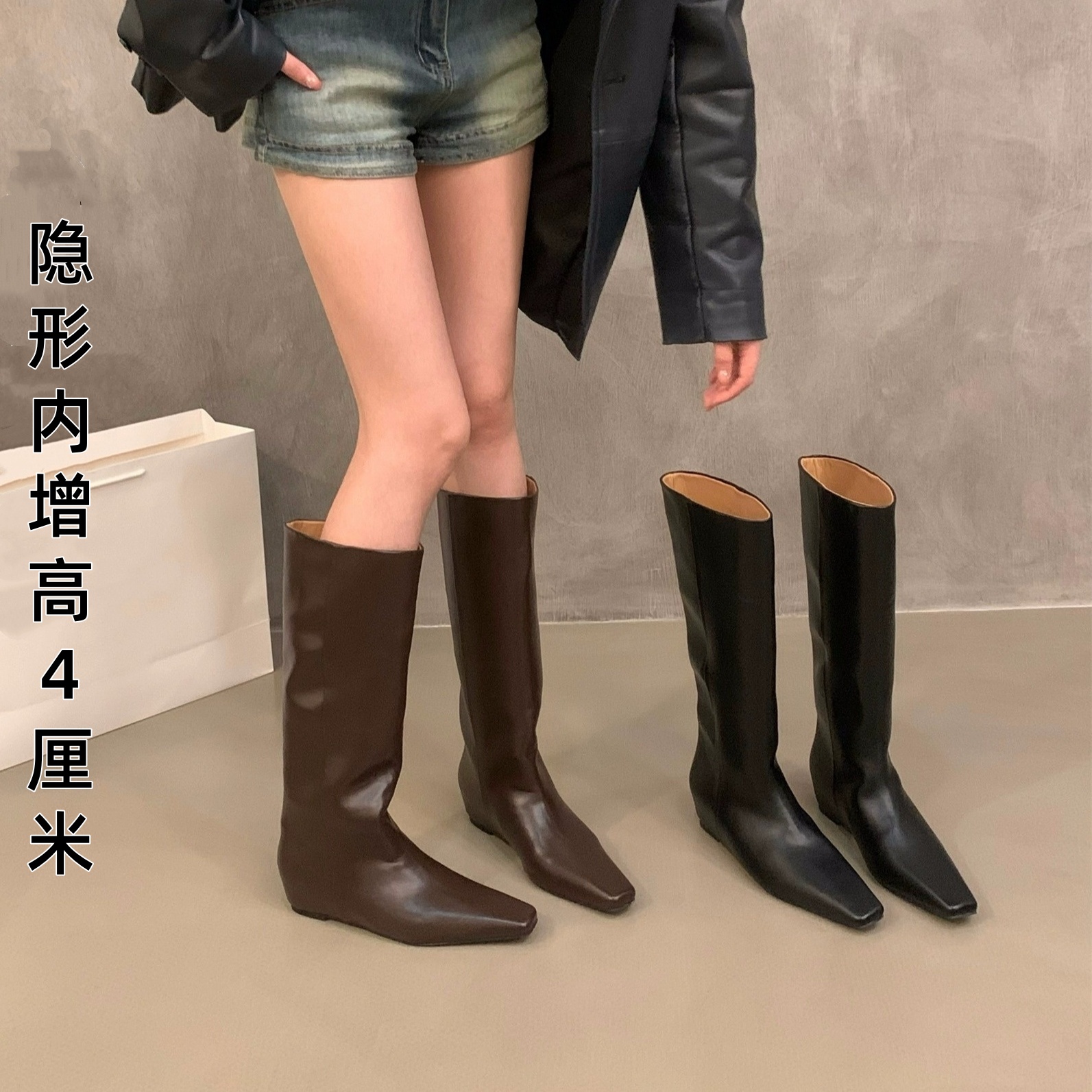 【香港代购正品ITANUG】内增高尖头长筒骑士长靴子女秋冬2025新款