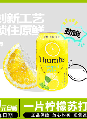 Thumbs一片真柠檬苏打水饮料调酒清爽解腻碳酸0糖0脂0卡饮品310ml