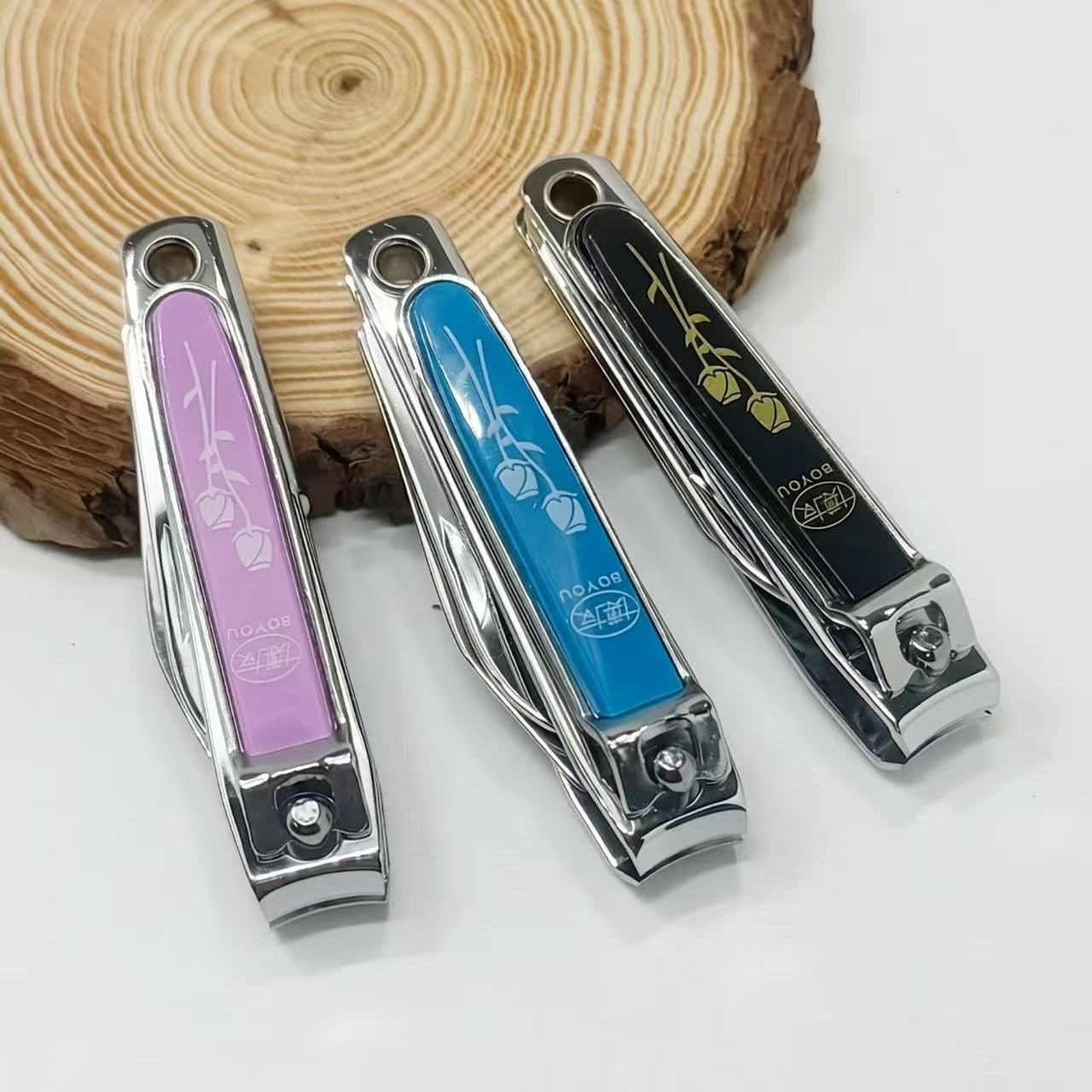 博友正品多功能指甲钳带开瓶器小刀指甲剪便携指甲刀修甲工具