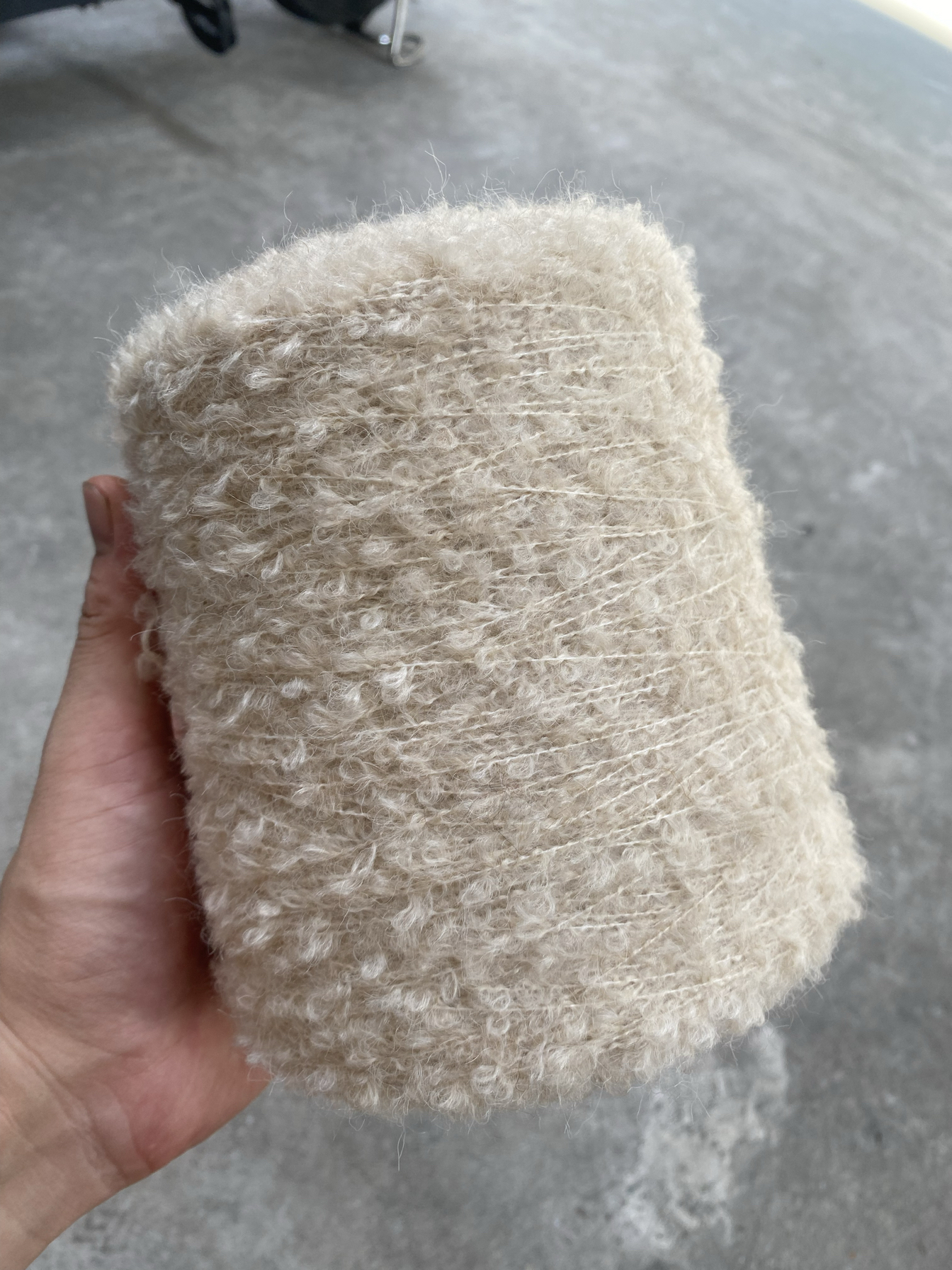 唯美毛线 米色圈圈线羊毛羊驼混纺毛线 手感好 编织秋冬外套围巾