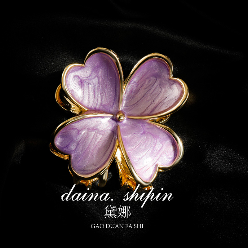 珐琅彩四叶草发夹时尚抓夹发卡女