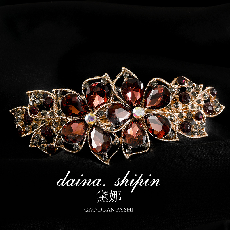 弹簧夹水钻花朵发夹合金弹簧夹