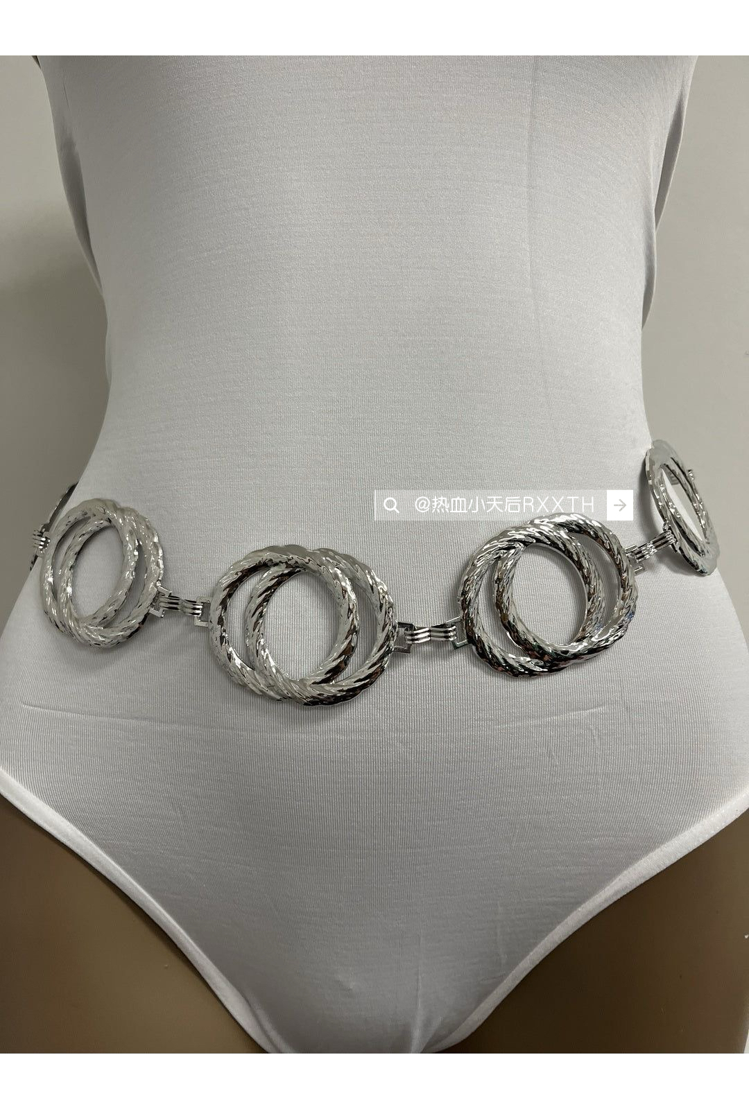 CIRCLE双圆环腰带个性装饰链子饰品金属交叉圆形腰链身体链可调节