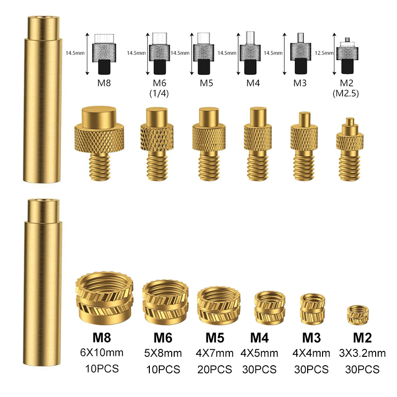 热插拔螺母烙铁头M2M3 M4 M5 M6 M8黄铜螺纹嵌入式套件3D打印配件