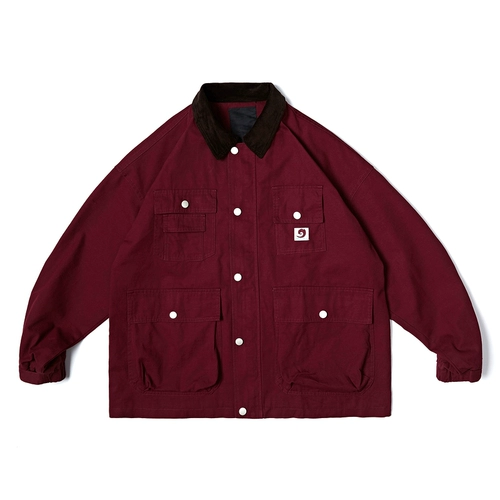 Весенняя бордовая ретро цветная джинсовая куртка в стиле хип-хоп подходит для мужчин и женщин, в американском стиле, свободный крой