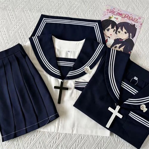日系JK水手服白绀三本关西襟