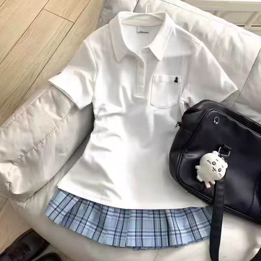 Polo衫夏季新品学院风收腰刺绣