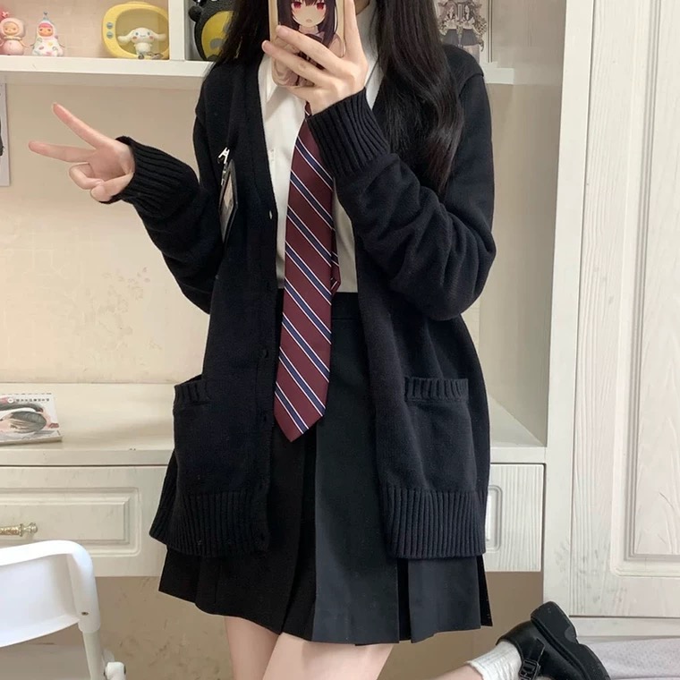 学院风JK开衫外套女秋冬日系制服毛衣套装学生校供针织衫全套校服