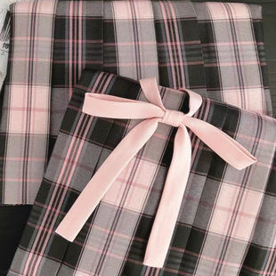 原创JK制服【粉雾海】秋冬黑粉格裙甜酷辣妹学生日系学院风半身裙