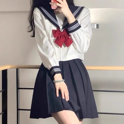 jk制服秋冬学院风百褶短裙子套装