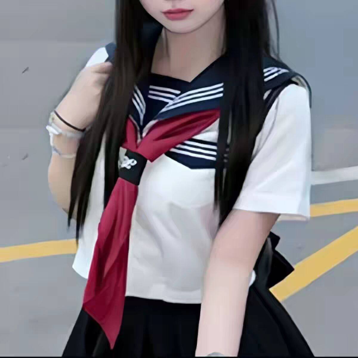 三角巾jk水手服领巾基础款学院风纯色制服日系手打大领结环扣红色