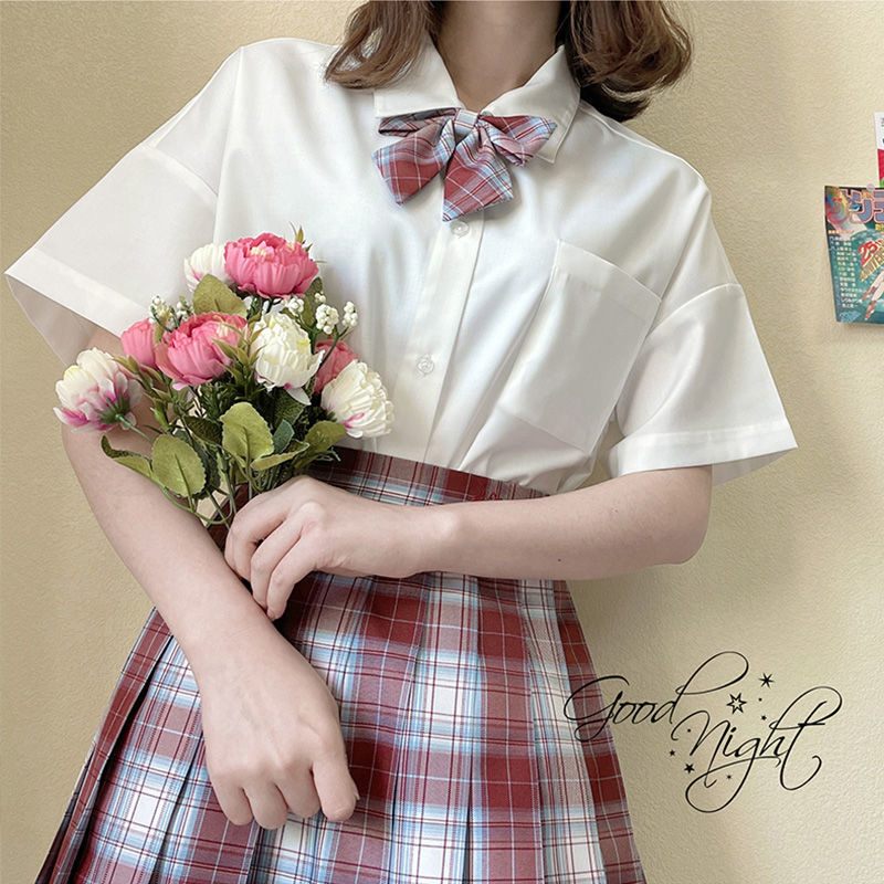 短袖白色衬衫女士夏季日系软妹