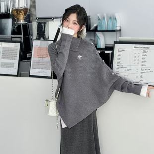 CONCORDEVENT秋冬外套高领宽松斗篷慵懒毛衣针织衫不规则蝙蝠衫