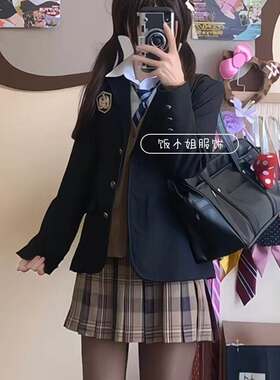 学院风JK制服西装外套绀色校供感